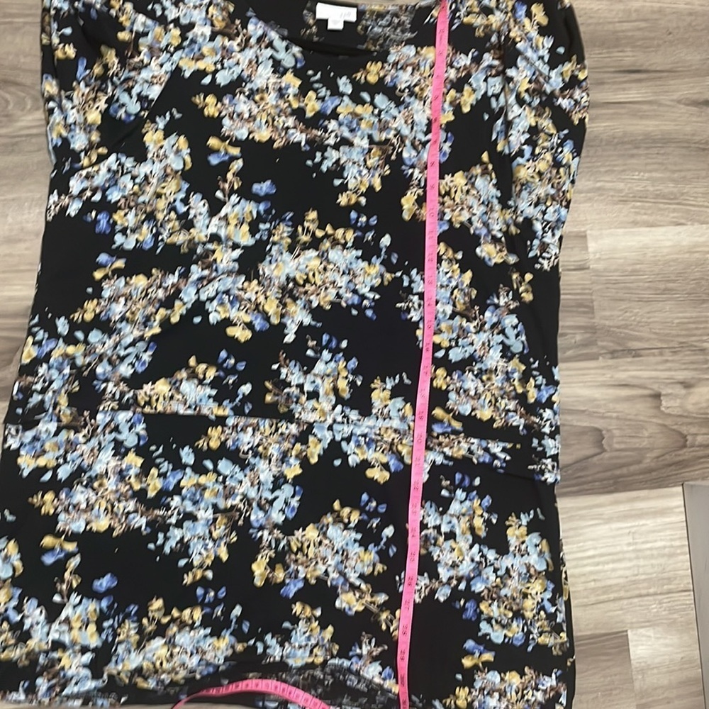 J Jill Black Blue Floral Overlay Tunic - Picture 8 of 10